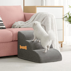 2-Step or 3-Step Dog Stairs with Removable Cover - Portable Pet Ladder Ramp Suitable for Small/Medium/Large Dogs & Puppies, Non-Slip Steps, Machine Washable, Bed/Sofa Ladder for or Pets