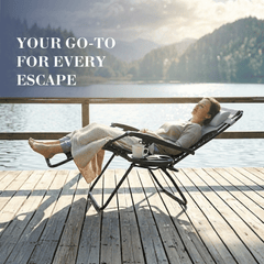 Ultimate Outdoor Lounge Chairs – Set of 2, XXL Padded Folding Zero Gravity Recliners with Cup Tray & Adjustable Headrest, 160° Lockable Patio & Camping Chairs