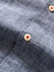 Linen Men'S Casual Shirt Long Sleeve Linen Solid Color Breathable Fashion Men'S Top Blouse Retro Open Front with Pockets