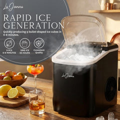 Stainless Steel/Black Ice Maker Machine - Fast Ice, Dual Size Self Cleaning Portable Ice Maker