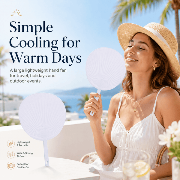 A2Z Large Hand Fan Lightweight Flexible Cooling Fan Portable Manual Fan Wide Surface Design for Travel Outdoor Events Holidays Summer Everyday Use