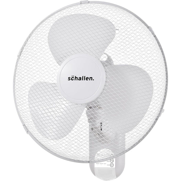 Schallen White 16 Inch Wall Mounted Fan 40cm Oscillating Cooling Fan with Remote Control, 3 Speed Settings, Timer Function, Adjustable Tilt Air Circulator Wall Fan for Bedroom, Kitchen, Office, Garage, Home Cooling Fan UK Plug