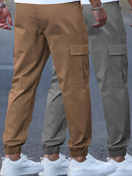2pcs Men's Cargo Pants - Multifunctional Pockets, Adjustable Drawstring, Suitable for Everyday Casual and Formal Wear in All Seasons - Great Birthday/Christmas Gift - Machine Washable and Durable, a Must-have for Outdoor Enthusiasts