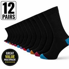 12 Pairs -Mens Cotton Rich Crew Socks | Honeycomb Comfortable Non-Tight Top Soft Breathable Stretch | Fit UK Size 6-11 | Everyday Casual Work Sports Running Gym Socks
