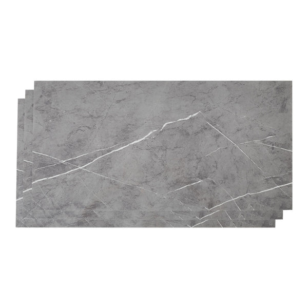 Marble Tile Stickers, Peel and Stick Marble Stick on Tiles 60 x 30cm, 10PCS PVC Self Adhesive Wall Backsplash Tiles for Kitchen Bathroom (Grey Marble)
