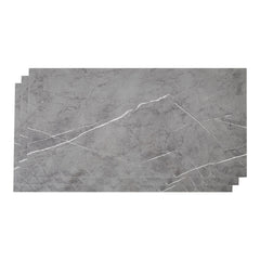 Marble Tile Stickers, Peel and Stick Marble Stick on Tiles 60 x 30cm, 10PCS PVC Self Adhesive Wall Backsplash Tiles for Kitchen Bathroom (Grey Marble)