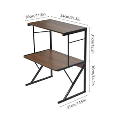 2-Tier Microwave Oven Shelf Stand, Kitchen Countertop Storage Rack Spices Rack Freestanding, Home Office Printer Stand Multifunctional Unit Shelving Wood Top Metal Frame