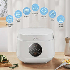 Midea Digital Rice Cooker - 5 Layer Pot, 7 Preset Menus, 1L Capacity (Cooks 5.5 Cups of Rice), 605W, 1.5mm Thick Non-Stick Inner Pot, Preset Timer, Auto Warm & Removable Power Plug, Smart Efficient Small Appliance