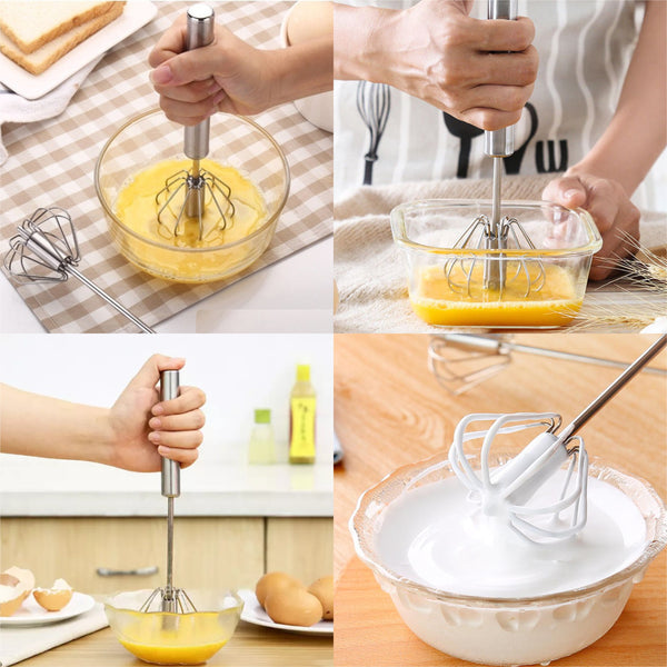 SUL Egg Whisk, Hand Push Whisk Blender, Egg Beater, Milk Frother, Rotating Push Mixer Stirrer for Whisking, Beating, Stirring