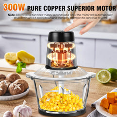 Food Processor, Electric Food Chopper with 1 Bowl (2.3L), Dual-Speed Mini Electric Vegetable Chopper +1 Sets Blades, Meat Grinder & Veggie Chopper, 2 Speed for Food Meat, Onions, Garlic, Nuts &Family Use