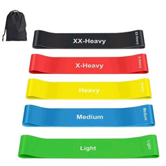 Resistance Bands, Set of 5 Skin-Friendly Resistance Fitness Exercise Loop Bands with 5 Different Strength Levels - Carrying Case Included - Ideal for Home, Gym, Yoga, Training