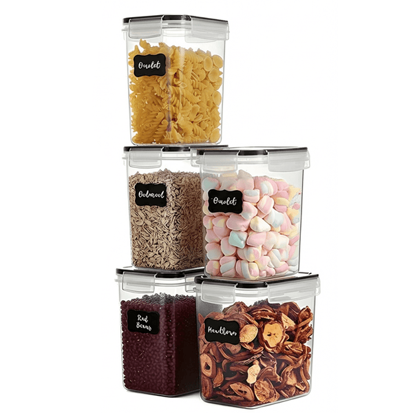 AEX Airtight Food Storage Container 1.6L – BPA-Free Plastic Food Storage Container with 4-Way Lock Lid, Leakproof Dry Food Storage Container for Cereal, Flour, Sugar, Rice & Pasta (Set of 10/20/30)