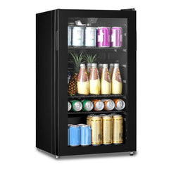 Midea COMFEE' Under Counter Drinks Fridge - 93L Capacity, Holds Up To 115 Cans, Precision Cooling (2℃ To 15℃), Full-Length Low-E Glass Door, Removable Shelves, LED Light, Low Noise [Energy Class E] - Essential for Home Kitchens & Dorms