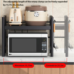 2/3 Layer Expandable Kitchen Microwave Stand with 6 Hooks, Designed for Efficient Utensil Organization, Adjustable Width Fits Most Microwaves, Promoting Orderliness And Ease In The Kitchen Festival Gifts