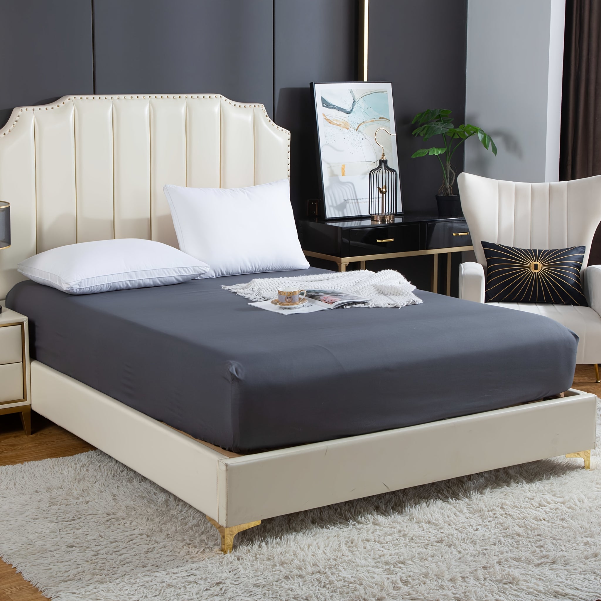 Soft And Breathable Bedding Solid Color Washable Fitted Sheet