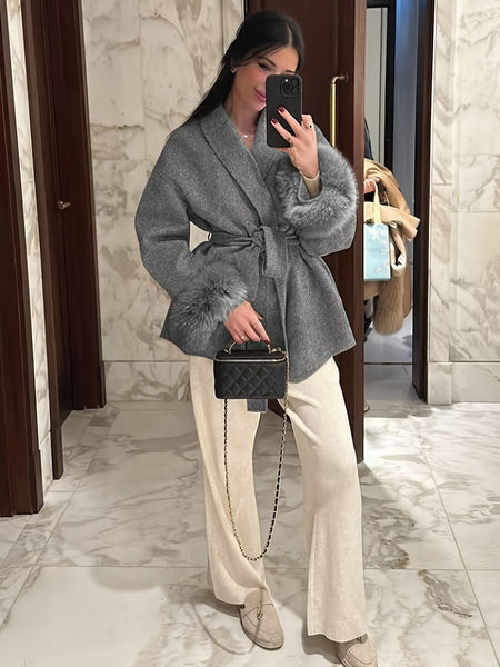 New Autumn/Winter Sophisticated Style Tie-Strap Coat for Women, Elegant and High-End, Overcoat