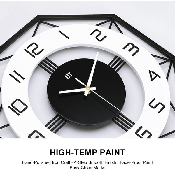 Wall Clock Metal Clock [35*35CM] Modern Silent Non-Ticking Black Clock Skeleton Design for Living Room, Bedroom, Office (Excluding Battery)