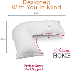 Adam Home V Pillow with Pillowcase Extra Filled Hollow Fiber for Neck Support, Orthopedic, Maternity Pregnancy & Nursing Super Soft & Comfortable V shaped Pillow with Pillowcase
