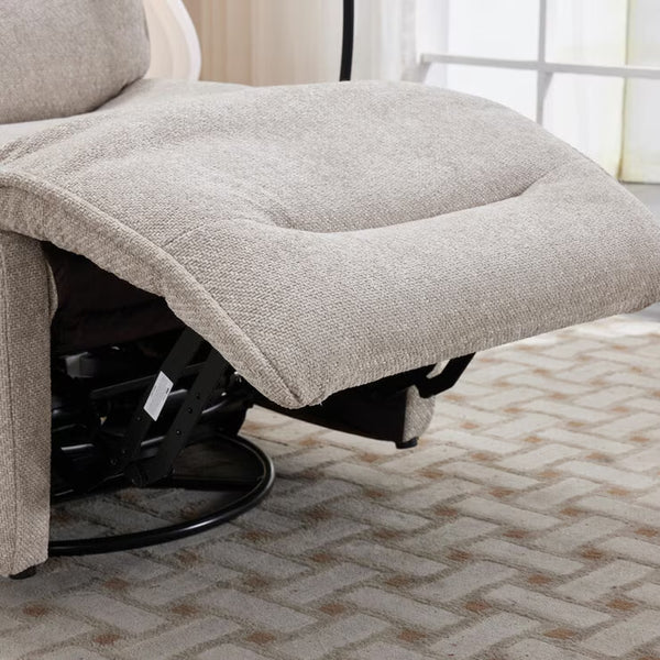 Meteor Beige Fabric Power Reclining Swivel Chair
