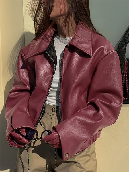 Fashionable Casual Vintage Motorcycle Women's PU Jacket