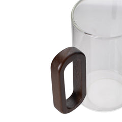 6pcs High Borosilicate Transparent Glass Cups, 360ml Vintage Wood Handle Tea Cups, Heat-Resistant Household & Office Tea Cups, Multi-Purpose Coffee Cups, Beverage Cups, Milk Cups, Suitable for Home, Office, Bar