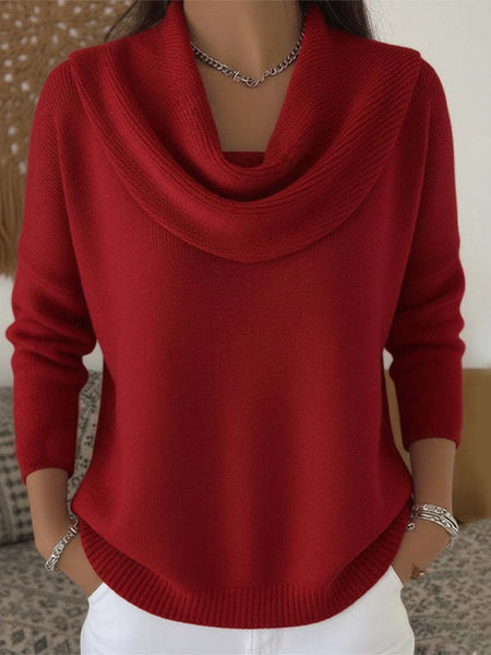 Women'S 2025 New Style Retro Solid-Color Sweater - Soft Round Neck Long Sleeve Winter Top with Ribbed Texture, Cozy Warm Pullover for Christmas & Daily Wear, Elegant Sweater for Women, Versatile Holiday Outfit