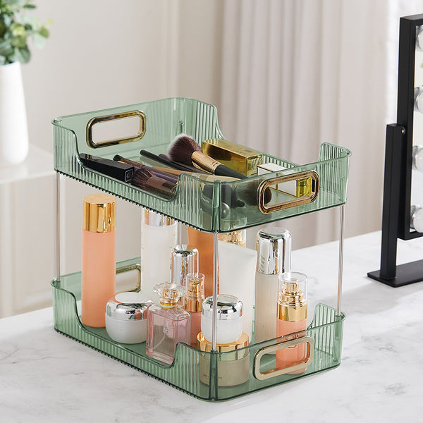 Grey/Clear/Green Stackable Makeup Storage Box with Modern Acrylic Design, Cosmetic Display Organizer for Office Desk and Dressing Table, Practical Desktop Organizer Rack for Jewelry and Lipstick, Perfect Gift Idea for Women and Girls