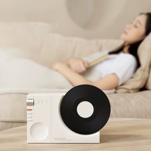 Time Vinyl Record Player Retro Bluetooth Stereo Speakers Small Wireless Clock High Quality Home CD Player