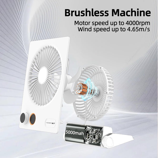 Small Desk Fan,Vemont USB Table Fan,5000Mah Rechargeable Battery Fan,180°Tilt Folding Personal Portable Fan with Remote Control,Stepless Speed Strong Wind, Silent Hanging Fans for Home Office Desktop