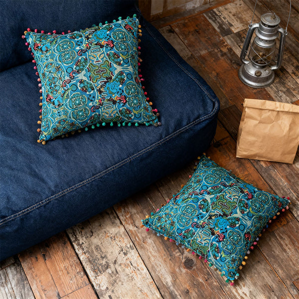 18x18 Inch Reversible Turkish Pattern Pillows (Set of 2 with Inserts) - Romantic Turkey Boho Floral Double Sided Design, Premium Polyester Cover & Fill, Decorative Accent Pillows for Sofa, Chair, Bedroom