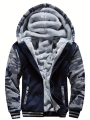 Men'S Cozy Fleece Hoodie, Stylish Color-Blocked Jacket for Autumn And Winter