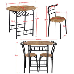 Costoffs 3pcs Dining Table Set with Space Saving Table and 2 Chairs, Modern Kitchen Table Set with Steel Legs and Storage Rack for Kitchens/Balconies/Bedrooms/Apartments/Cafés, Natural/Drift Brown/White