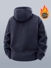 Men's winter fleece warm hooded jacket with thickened multiple pockets, windproof and cold proof jacket