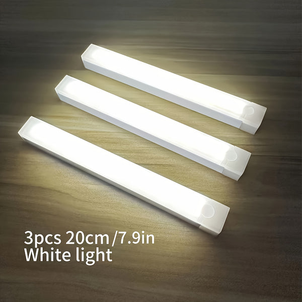 3pcs Warm/White Light 20cm/30cm/50cm Motion Sensor LED Induction Light USB Charging, Magnetic Non Perforated Long Night Light, Suitable for Home and Office Use, Back to School Gift