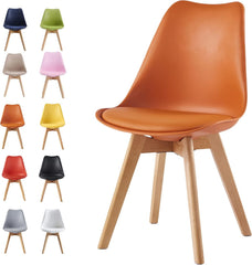 mcc direct 1Pcs Dining Chair Wooden Legs Soft Cushion Pad Stylish DELUXE Retro Lounge Dining Office EVA