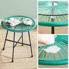 Garden Patio Furniture Set 3pcs, Acapulco Chair, Outdoor Seating, Glass Top Table and 2 Chairs, Indoor and Outdoor Conversation, Black,Green
