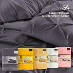 K&A® Pintuck Pinch Pleat Duvet Cover Set with Zipper Closure including Pillowcase – Ultrasoft Brushed Microfiber – Easy Care & Machine Washable