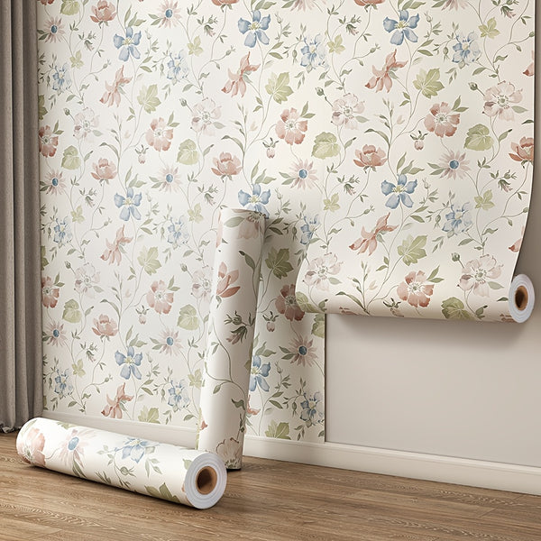 Self-Adhesive Flowers Wallpaper - Pink Boho Self-Adhesive Removable Wall Stickers, Waterproof PVC Contact Paper for Living Room, Cabinets, Bedroom, Kitchen Furniture Refurbishment Wallpaper | Easy Home Decor (59.99cm X 3.02meter) Rentals Friendly