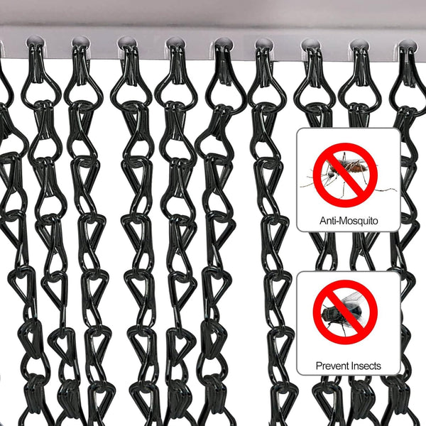 Aluminium Door Fly Screen Metal Chain Curtain Blind Insect Blinds 214cm *90cm