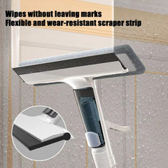 Professional-Grade Window Cleaner Kit with Rotatable Long Handle & 4 Fiber Cloths + 2 Silicone Strips - Heavy-Duty Indoor/Outdoor Glass Washing Tool for, Mirrors, Shower Doors, Car Glass - Easy-Install Hanging System, Durable Window