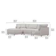 Aiden & Ivy Dayna Grey Fabric 4 Piece Modular Sofa