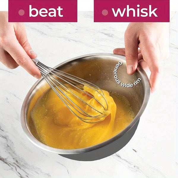 Stainless Steel Mixing Bowls Set for Kitchen, Dishwasher Safe Nesting Bowls for Cooking, Baking, Meal Prepping-6pcs set