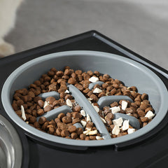 Raised Dog Bowl Height-Adjustable, Elevated Dog bowls with Stainless Steel Bowl and PP bowl, for Small Medium & Large Dogs, Black, 45*26*27.5cm