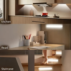 3pcs Warm/White Light 20cm/30cm/50cm Motion Sensor LED Induction Light USB Charging, Magnetic Non Perforated Long Night Light, Suitable for Home and Office Use, Back to School Gift