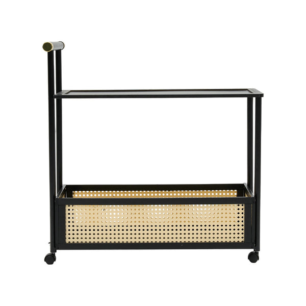 Movable sofa side table, large capacity, 50x30x70cm, double-layer design for living room and kitchen organization, versatile wicker-pattern storage basket, rolling side table, bedroom bedside storage side table, ideal for living rooms, bedrooms, and famil
