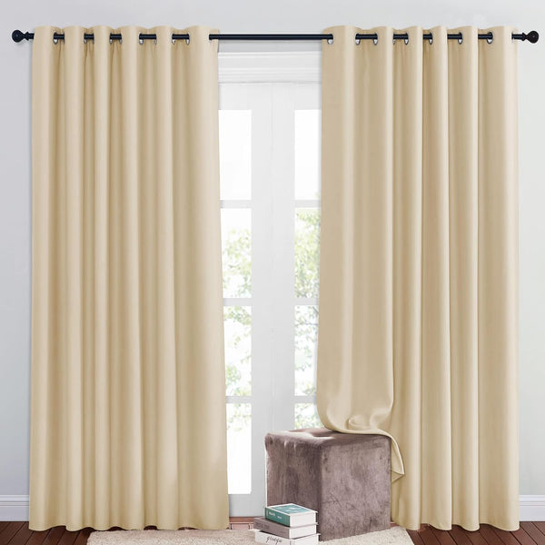 PONY DANCE Grey Blackout Thermal Insulated Curtains for Bedroom, 46 X 54 Inch Short Eyelet Curtains & Drapes, Soft Black Out 2 Panels for Window Living Room/Kitchen