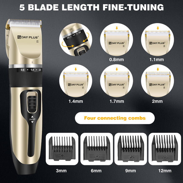 Hair Clippers, 5-Speed Low Noise Portable Dog Clippers for Grooming, Professional Cordless Rechargeable Electric Ceramic Blades, Cordless Electric Haircut Kit with 4 Guide Combs, Hair Trimmer for Men/Dogs/Cats/Pets