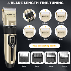 Hair Clippers, 5-Speed Low Noise Portable Dog Clippers for Grooming, Professional Cordless Rechargeable Electric Ceramic Blades, Cordless Electric Haircut Kit with 4 Guide Combs, Hair Trimmer for Men/Dogs/Cats/Pets