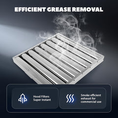 Stainless Steel Kitchen Exhaust Hood with Grease Baffle Filter - Modern, Sleek Design for Efficient Airflow and Easy Maintenance, Ideal for Home and Commercial Use, Commercial Kitchen Hood | Sleek Stainless Hood | Durable Kitchen Hood, Exhaust Fan