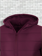 Men'S Outdoor Lightweight Thickened Hooded Windproof Quilted Solid Color Warm Coat